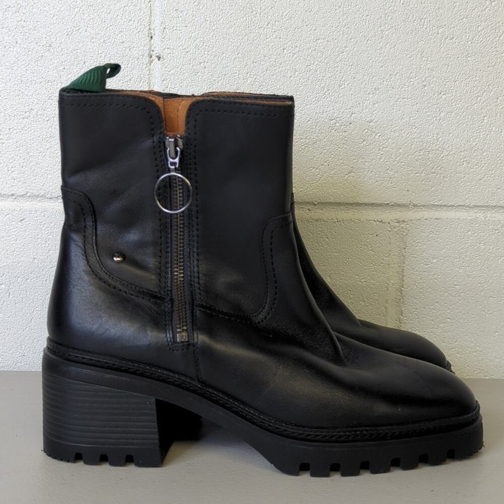 New Pikolinos sz 40 US 9 black combat boots leather Valladolid side zip block